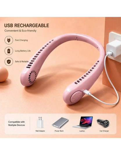 Portable Neck Fan 360° Cooling Fan | USB Rechargeable Hands Free Wearable Fan