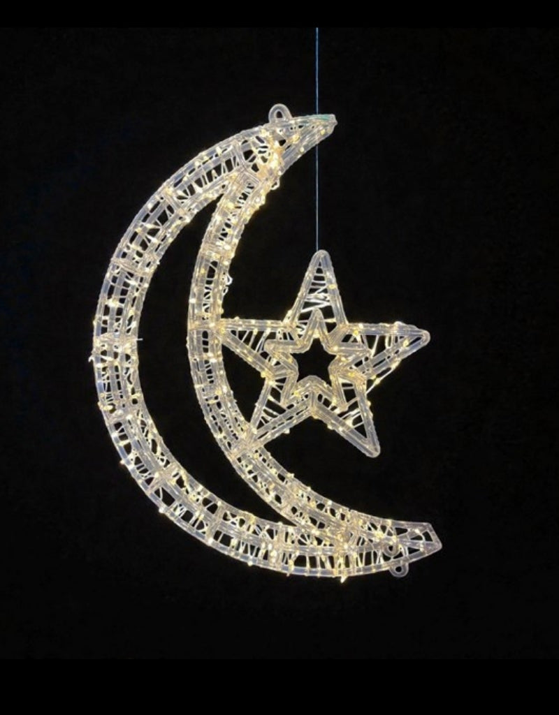 Ramadan Moon & Star Warm White LED Light Decoration
