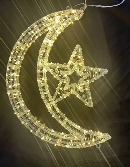Ramadan Moon & Star Warm White LED Light Decoration