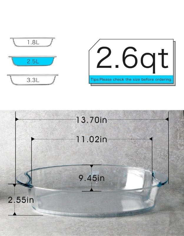 فينيكس، 3 قطع، طبق خبز زجاجي بيضاوي عميق للفرن، أدوات خبز زجاجية مقسّاة