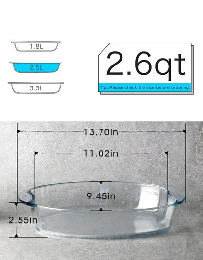 فينيكس، 3 قطع، طبق خبز زجاجي بيضاوي عميق للفرن، أدوات خبز زجاجية مقسّاة