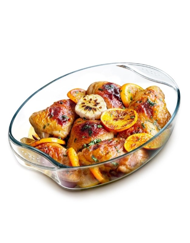 فينيكس، 3 قطع، طبق خبز زجاجي بيضاوي عميق للفرن، أدوات خبز زجاجية مقسّاة