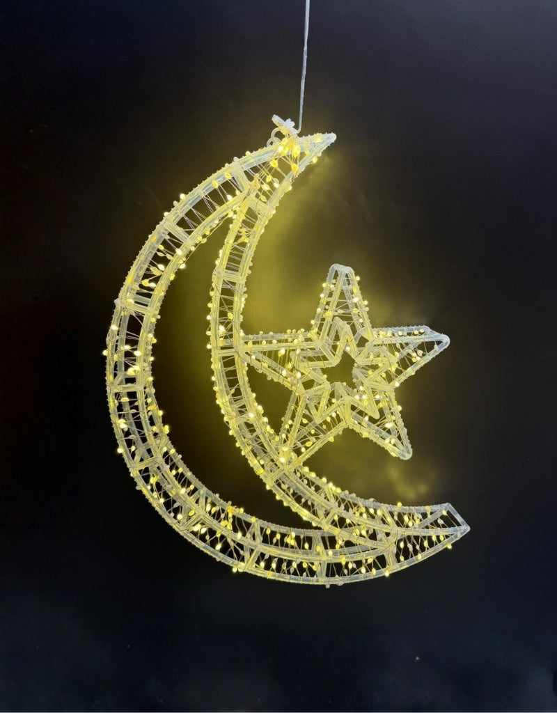 Ramadan Moon & Star Warm White LED Light Decoration