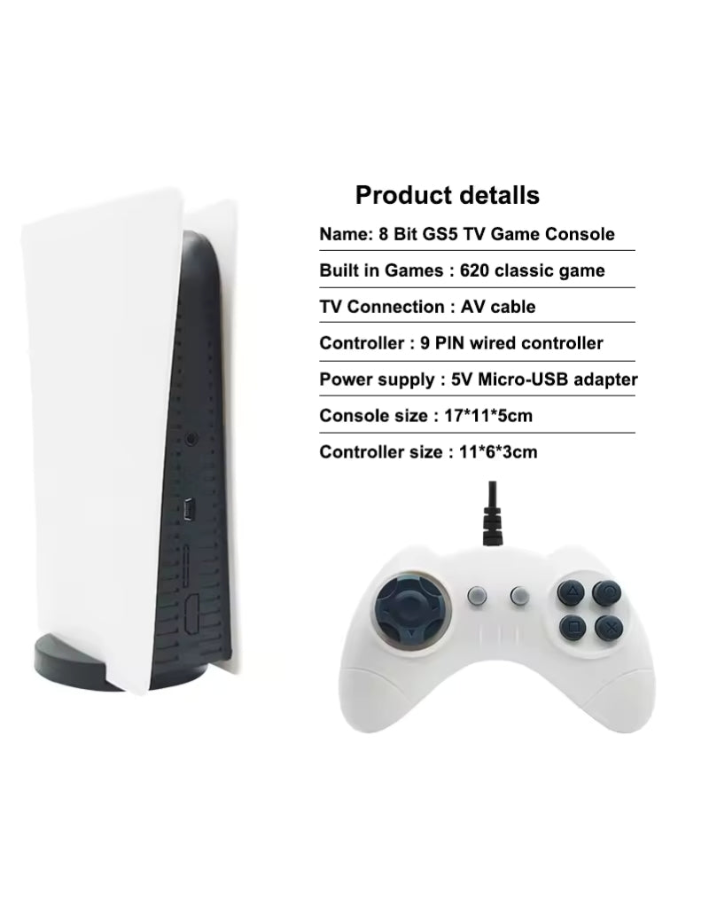 GS5 Game Station 5 Video Game Console With 620 Classic Games 8 Bit