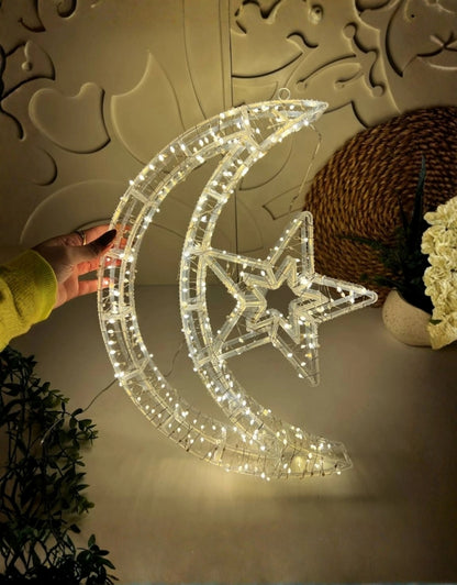 Ramadan Moon & Star Warm White LED Light Decoration