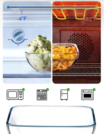 Fenix 2 Pcs 7'' INCH Food Storage Containers with Lids Tempered Glass Rice Bowl