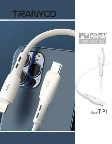 𝗧𝗿𝗮𝗻𝘆𝗼𝗼 PD Fast Charger Type-c To Lightning Data Cable 20W T-P1