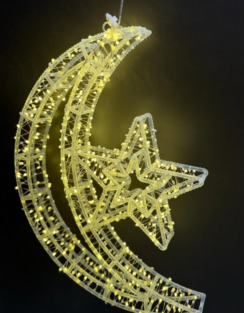 Ramadan Moon & Star Warm White LED Light Decoration