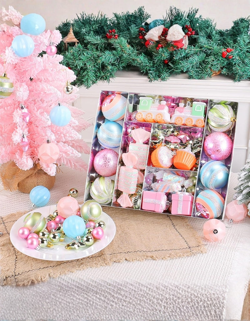 Set of 80 PCS Pastel Christmas Ball Ornaments