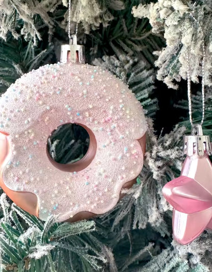 58PCS Christmas Ball Decoration Set Macaroon Shiny Snowflake Christmas Painted Balls