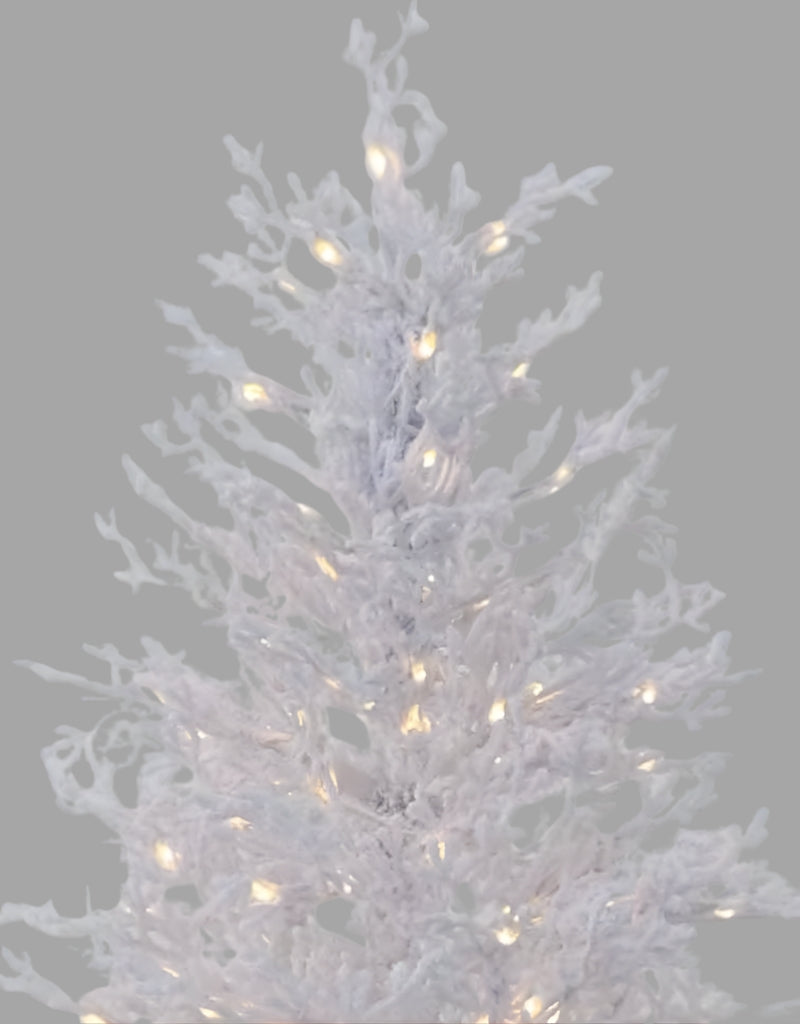 Pure White Flocked Artificial Christmas Trees with White Light