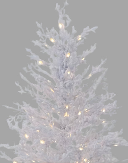 Pure White Flocked Artificial Christmas Trees with White Light