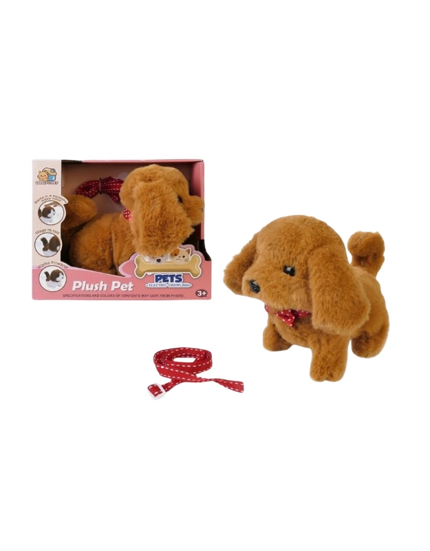 Dog Walking on a Leash Interactive Mascot Brown