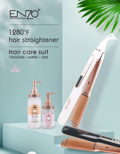 مكواة فرد الشعر الاحترافية EN-3856 مع شامبو وسيروم للشعر التالف