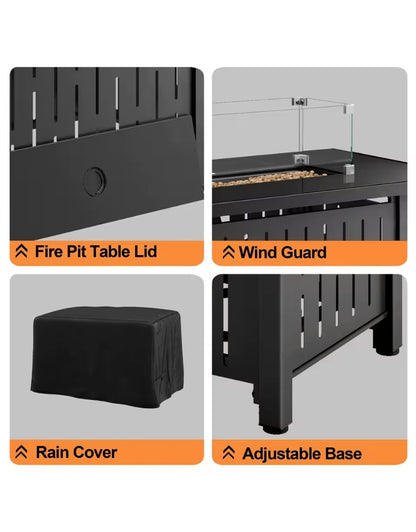 Rectangular Glass Patio Heater Topless Black