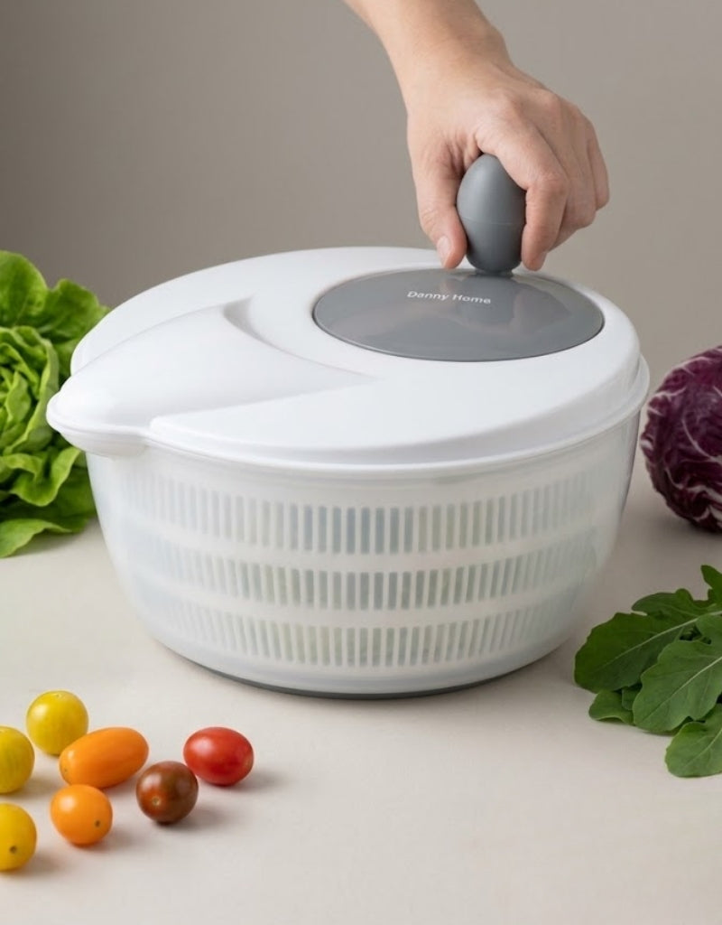 DannyHome Large Salad Spinner Multi Functional Lidded bowl with Removable Basket and Drain Basket