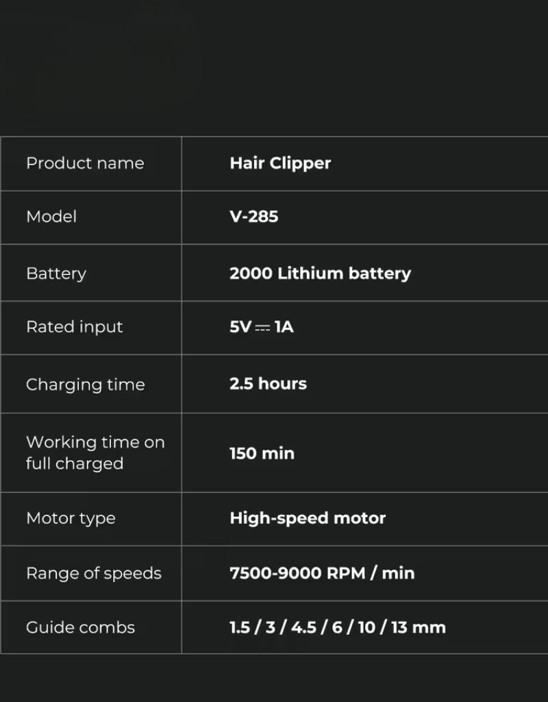 𝗩𝗚𝗥 Electric V-285 Hair Trimmers Professional 9000RPM Hair Clippers Rechargeable