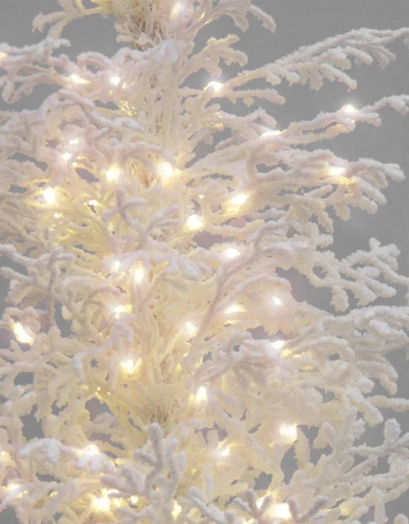 Pure White Flocked Artificial Christmas Trees with White Light