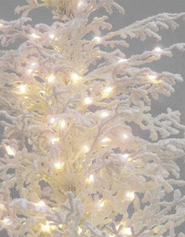 Pure White Flocked Artificial Christmas Trees with White Light