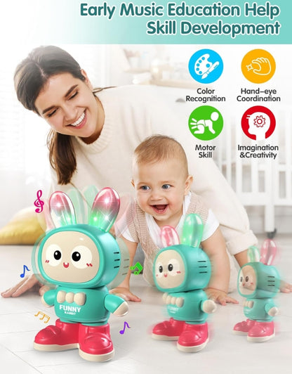 أرنب لطيف يرقص ويمشي ويتحرك ويحفز حسيًا