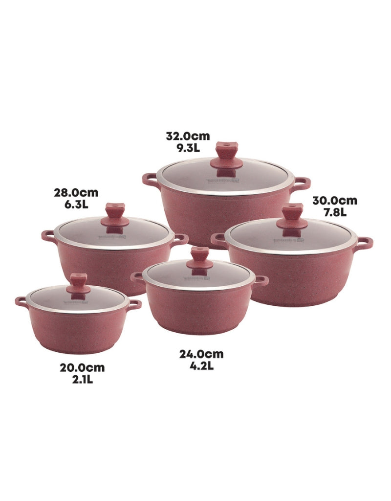 𝗡𝗲𝗮 𝗠𝗮𝗿𝗯𝗲𝗹𝗹 Stockpot Set 5pc Brown-Red