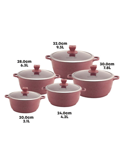 𝗡𝗲𝗮 𝗠𝗮𝗿𝗯𝗲𝗹𝗹 Stockpot Set 5pc Brown-Red