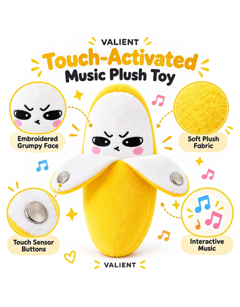 Interactive Plush Banana Toy Piano Rhythm Battery Operated