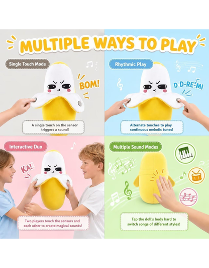 Interactive Plush Banana Toy Piano Rhythm Battery Operated