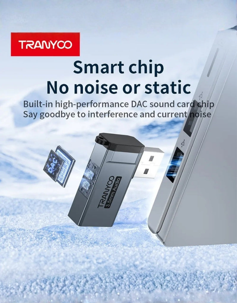 𝗧𝗿𝗮𝗻𝘆𝗼𝗼 T-e21 USB to 3.5mm Adapter Grey