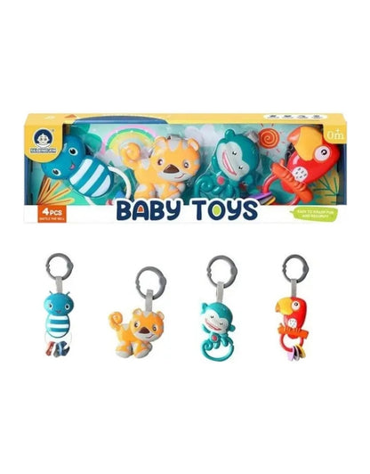 Baby Toys Set of 4 Rattles Movable Parts