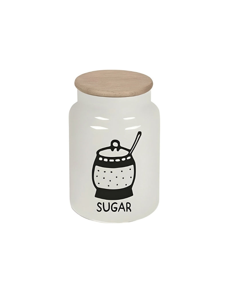 Herevin White-Black Tea Coffee Sugar & Storage Jar 635 ML