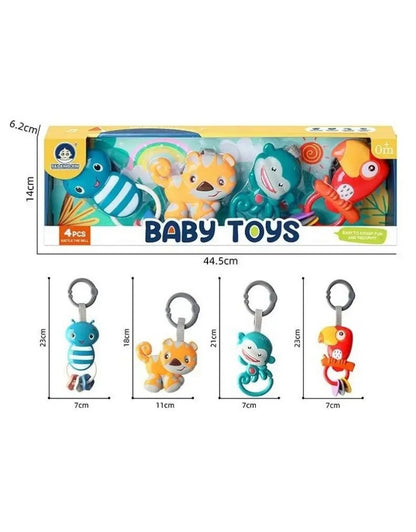 Baby Toys Set of 4 Rattles Movable Parts