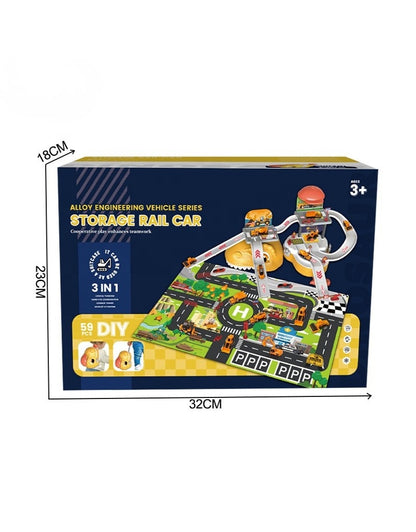 Kids 59 PCS 3 In 1 Dinosaur Storage Suitcase Garage Parking