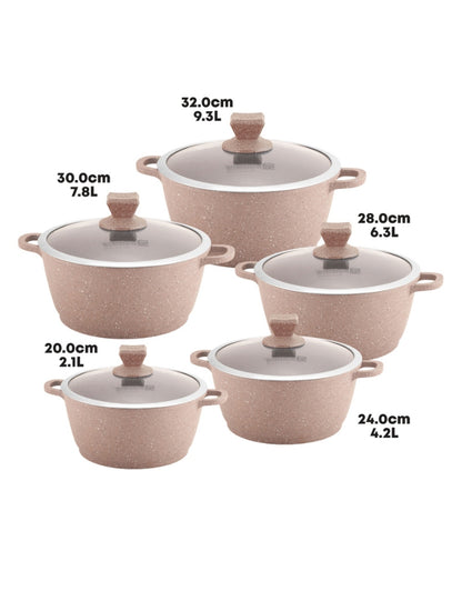 𝗡𝗲𝗮 𝗠𝗮𝗿𝗯𝗲𝗹𝗹 Stockpot Set 5pc Brown-Red
