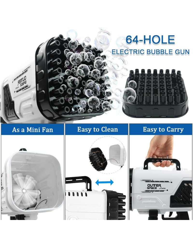 64 Hole Rocket Launcher Bubble Machine Gun For Kids