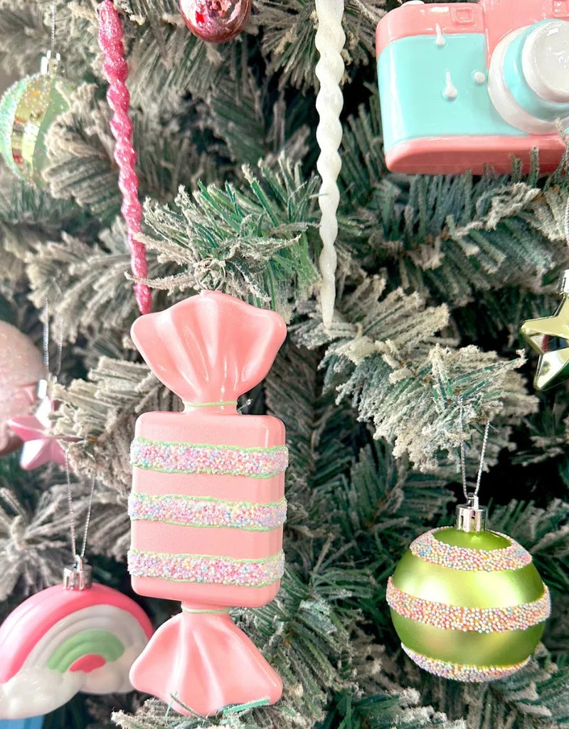 58PCS Christmas Ball Decoration Set Macaroon Shiny Snowflake Christmas Painted Balls