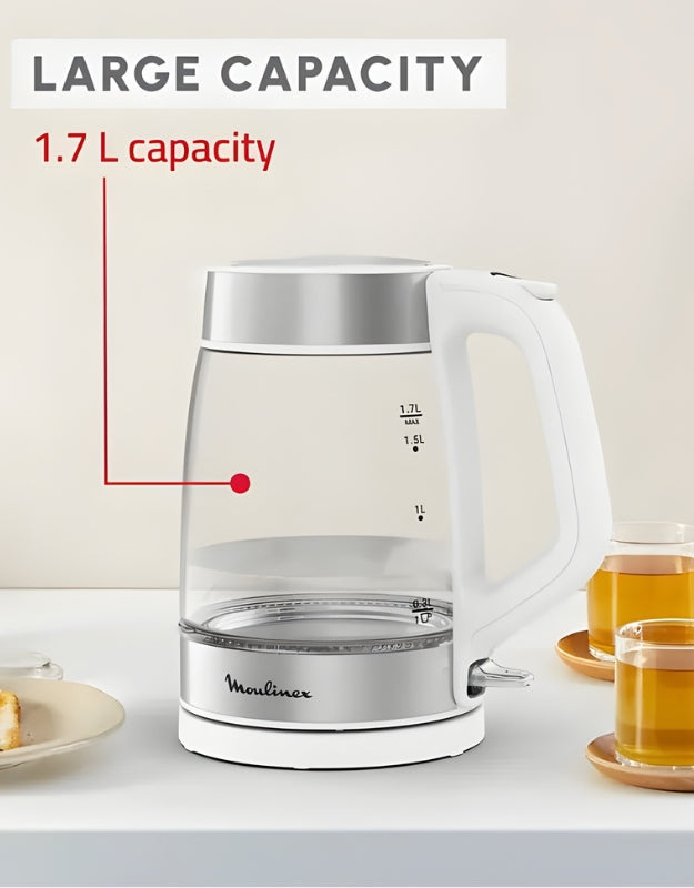 𝗠𝗼𝘂𝗹𝗶𝗻𝗲𝘅 Glass Electric Kettle Measurement Marks 1.7 L