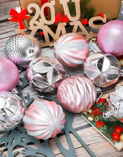 Plastic Ball Ornaments Lightweight Christmas Tree Decorations 12 PCS