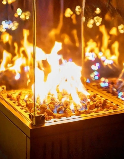 Black Stainless Steel Standing Propane Patio Heater with Wheels for Winter Gardens