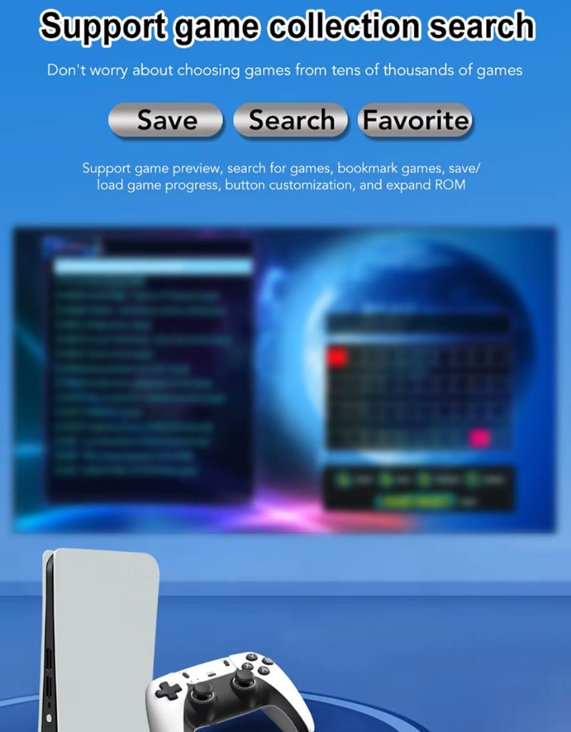 RS5 Game box 46,000+ Classic Games 2 Wireless Controllers & 4K HDMI Plug & Play