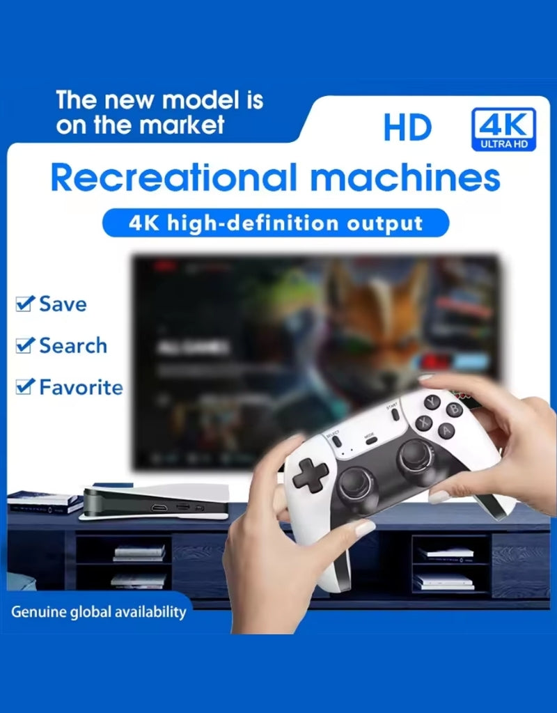 RS5 Game box 46,000+ Classic Games 2 Wireless Controllers & 4K HDMI Plug & Play