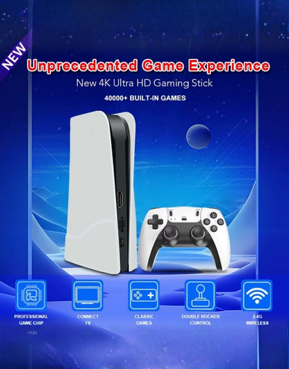 RS5 Game box 46,000+ Classic Games 2 Wireless Controllers & 4K HDMI Plug & Play