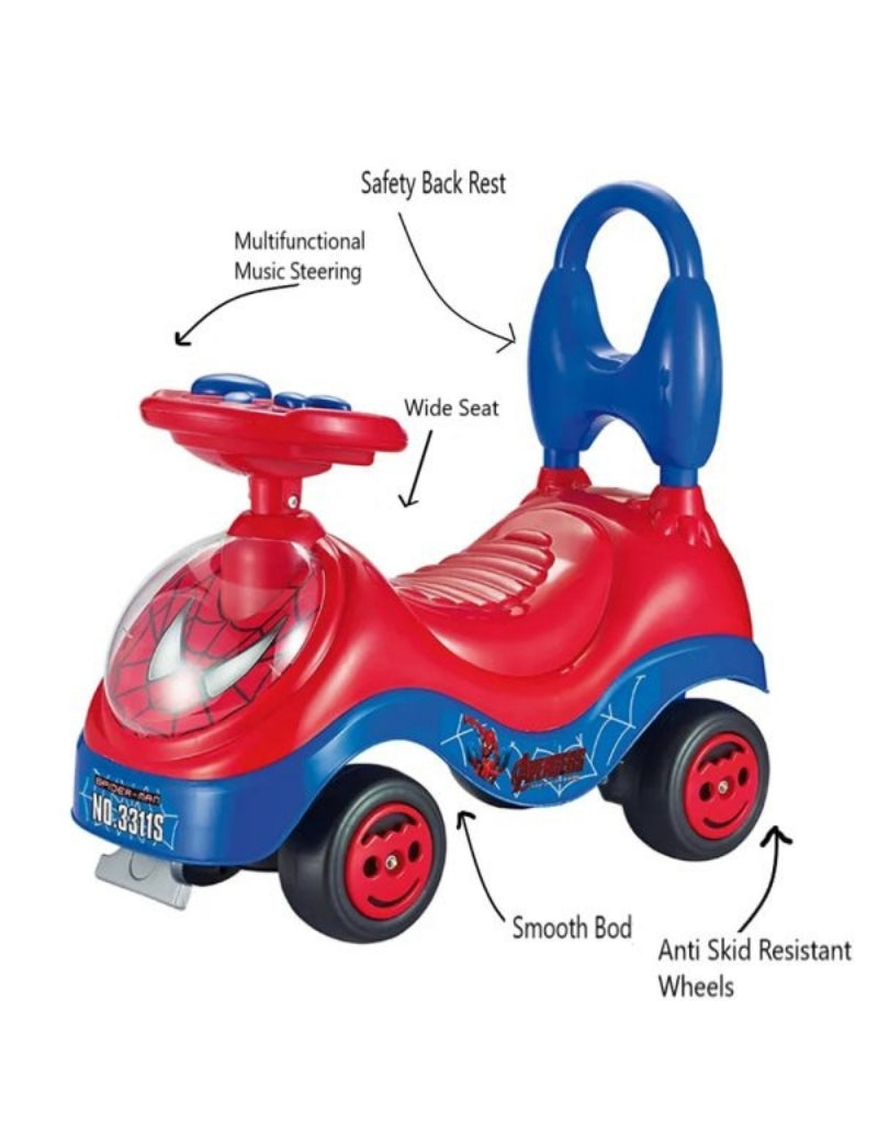 Spiderman Ride On Car For Toddlers Push Along Sit on Car