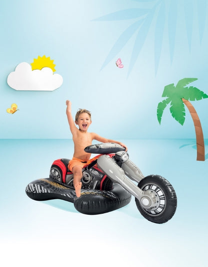 𝗜𝗻𝘁𝗲𝘅 57534EP Cruiser Motorcycle Inflatable Ride-On Pool Float Toy with Handles for Kids 180x94x71cm