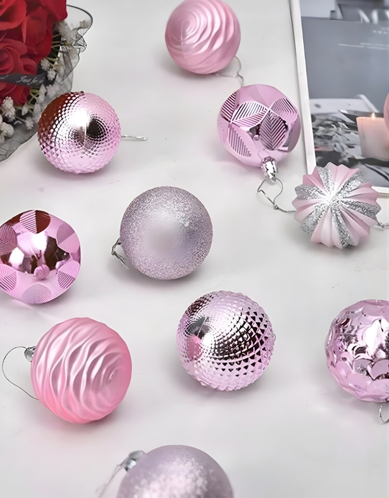 Plastic Ball Ornaments Lightweight Christmas Tree Decorations 12 PCS