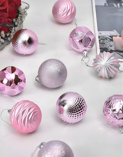 Plastic Ball Ornaments Lightweight Christmas Tree Decorations 12 PCS