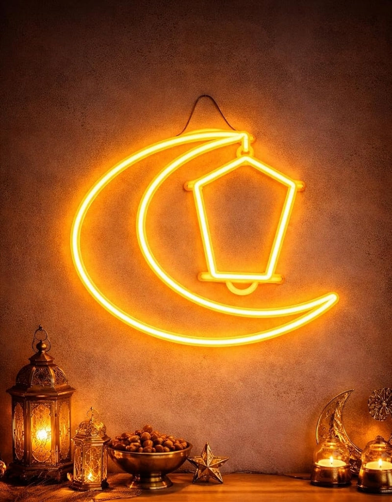 Crescent Decoration with Light Up Lantern Different Size