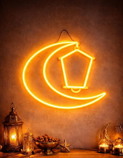 Crescent Decoration with Light Up Lantern Different Size