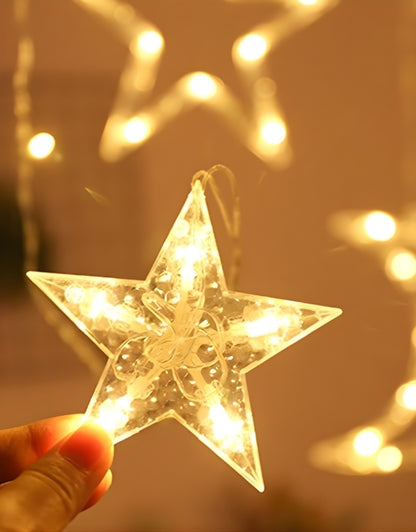 Gold LEDs Decorative Ramadan Lights Star Moon Curtain String Lights