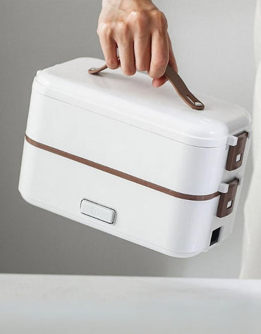 2-tier Lunch Box Food Container Portable Electric Heating Insulation Dinnerware
